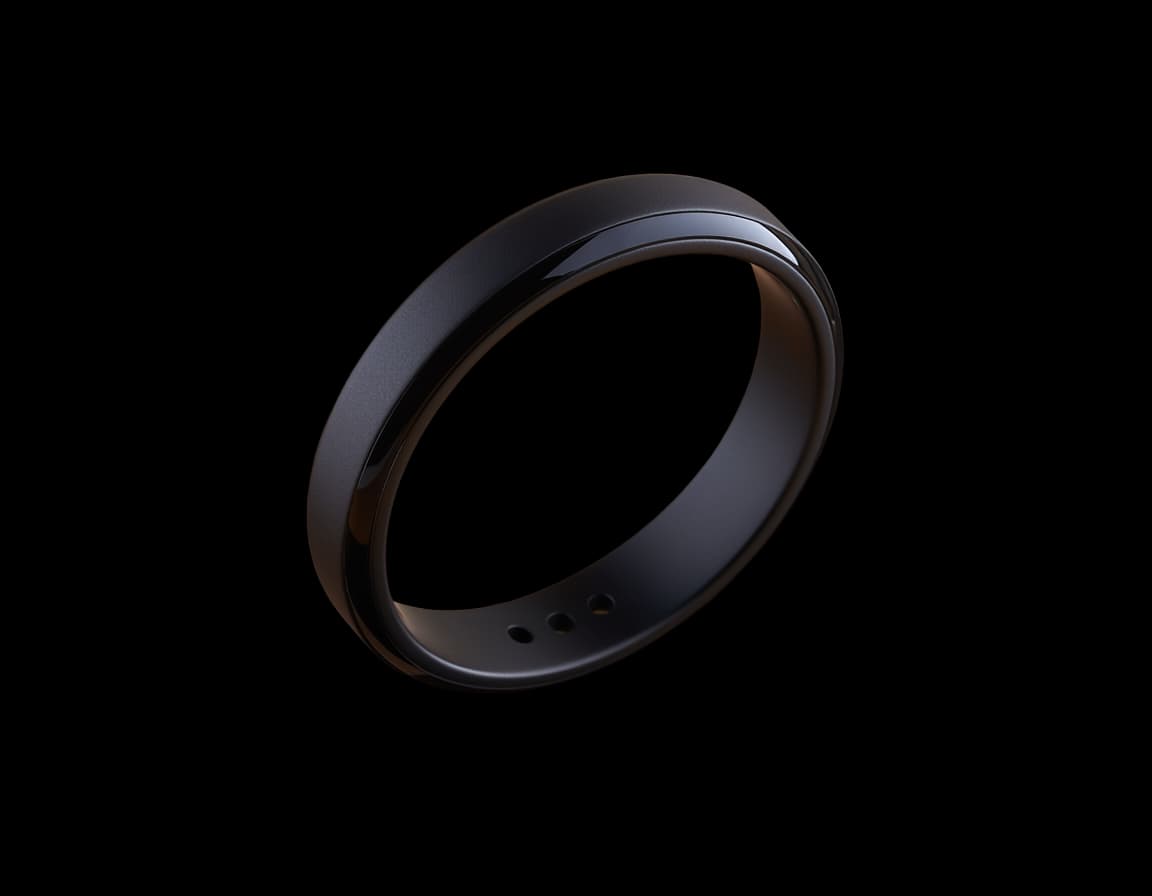Aura Obsidian smart ring in dark titanium
